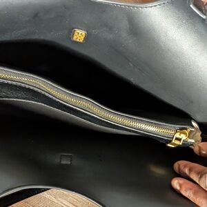 Miztique Black leather tote bag with gold hardware